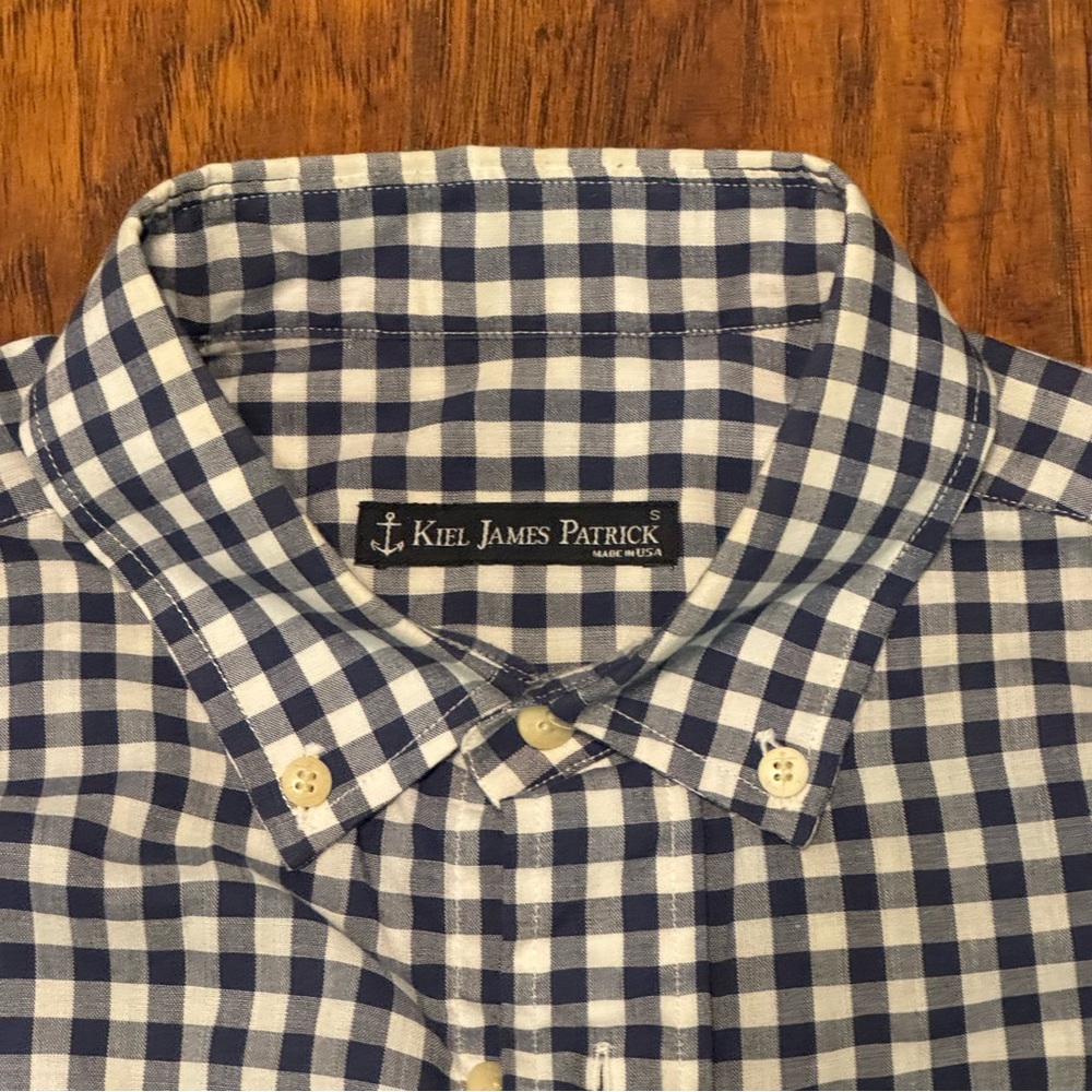 KJP Kiel James Patrick Red Gingham Check Shirt Small S Made in USA - Picture 2 of 3